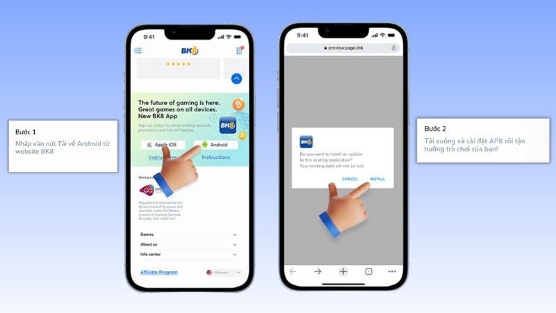 Hướng dẫn tải app BK8 cho team dùng Android